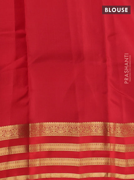 Kanchipuram silk saree blue and red with allover zari woven buttas and zari woven korvai border