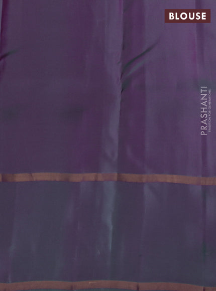 Kanchipuram silk saree pink and dual shade of teal blue with allover zari weaves & buttas and zari woven border
