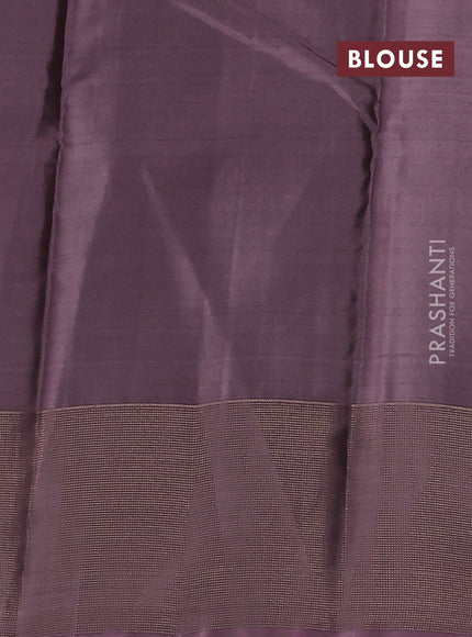 Kanchipuram silk saree green and rosy brown with zari woven buttas and rich zari woven border