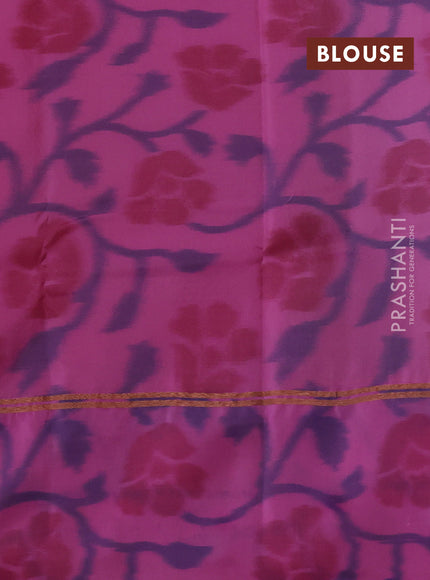 Kanchipuram silk saree dual shade of pastel green and light pink with copper zari woven buttas and zari woven ikat style border
