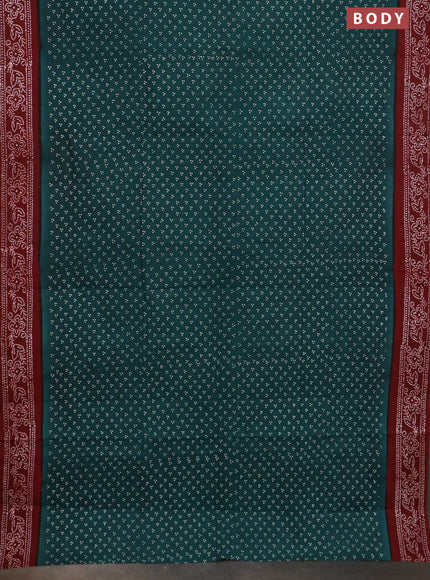 Sungudi cotton saree peacock green and maroon with allover butta prints and printed border