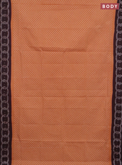 Sungudi cotton saree sandal and coffee brown with allover butta prints and printed border