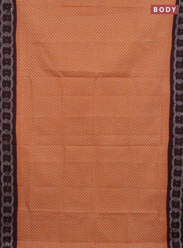 Sungudi cotton saree sandal and coffee brown with allover butta prints and printed border