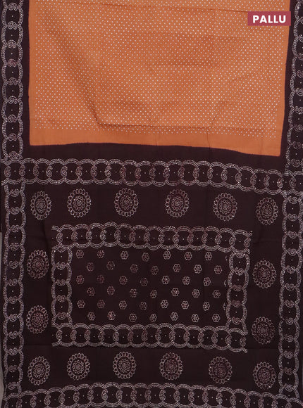Sungudi cotton saree sandal and coffee brown with allover butta prints and printed border