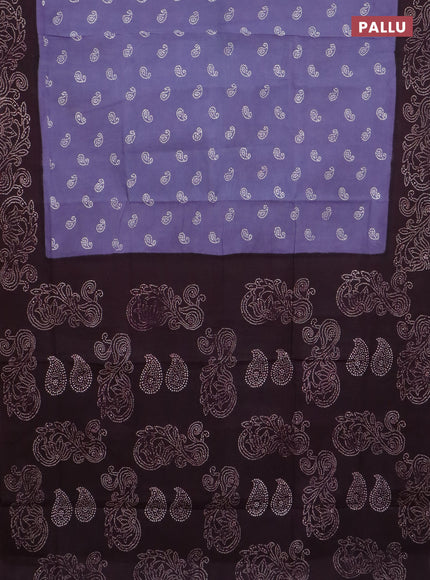 Sungudi cotton saree grey and wine shade with allover batik prints and printed border