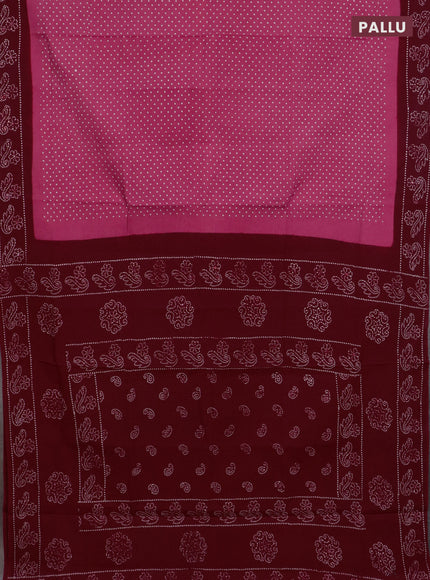Sungudi cotton saree mauve pink and maroon with allover butta prints and printed border