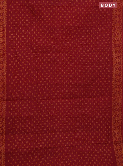 Sungudi cotton saree maroon with allover butta prints and printed border