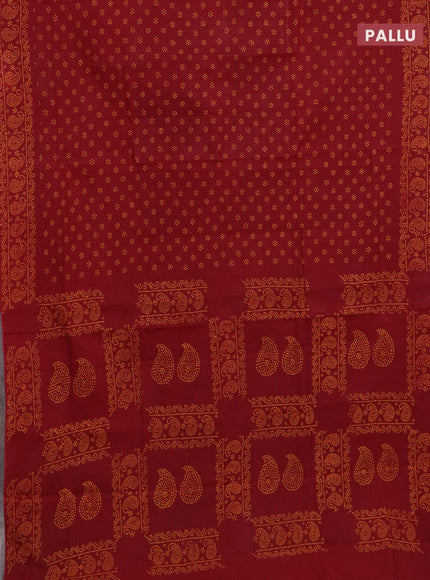 Sungudi cotton saree maroon with allover butta prints and printed border