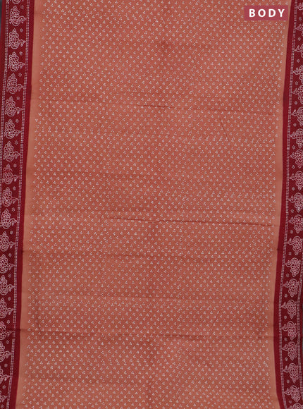 Sungudi cotton saree rust shade and maroon with allover butta prints and printed border