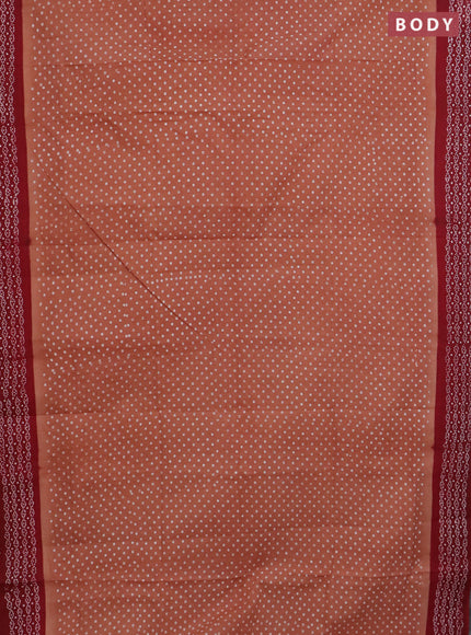 Sungudi cotton saree dark sandal and maroon with allover batik prints and printed border