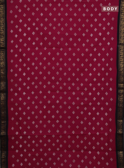 Sungudi cotton saree pink and navy blue with allover batik prints and zari woven border