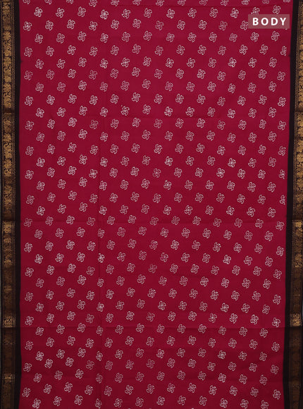 Sungudi cotton saree pink and coffee brown with allover batik prints and zari woven border
