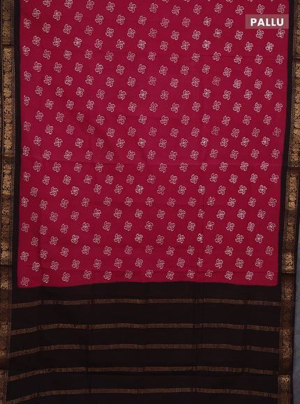 Sungudi cotton saree pink and coffee brown with allover batik prints and zari woven border