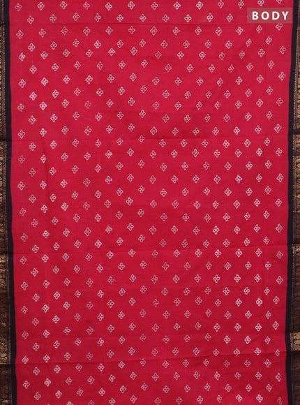Sungudi cotton saree pink and coffee brown with allover batik prints and zari woven border