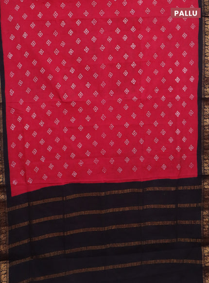 Sungudi cotton saree pink and coffee brown with allover batik prints and zari woven border