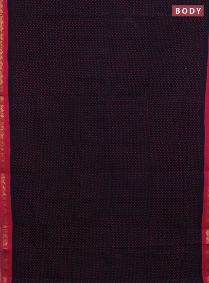 Sungudi cotton saree navy blue and pink with allover butta prints and zari woven border