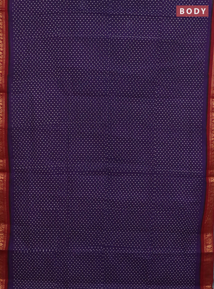 Sungudi cotton saree violet and deep maroon with allover butta prints and zari woven border