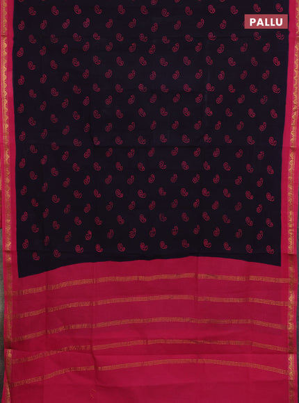 Sungudi cotton saree jamun shade and pink with allover batik prints and zari woven border