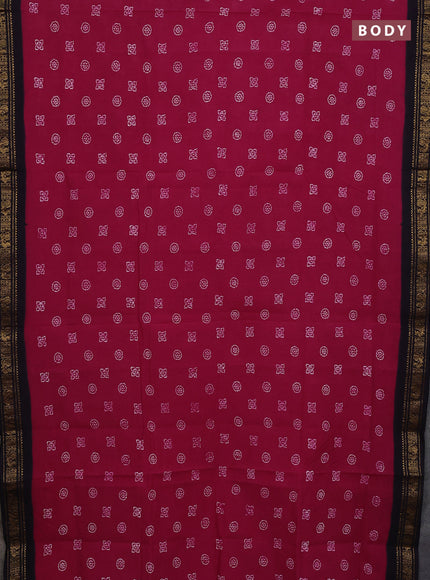 Sungudi cotton saree pink and deep jamun with allover batik prints and zari woven border