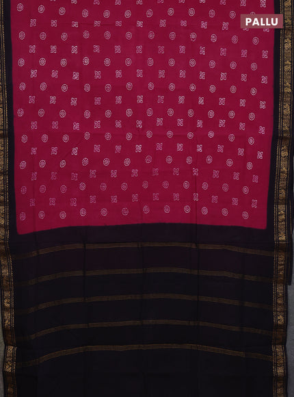 Sungudi cotton saree pink and deep jamun with allover batik prints and zari woven border