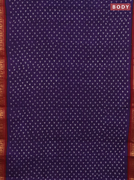 Sungudi cotton saree violet and maroon with allover butta prints and zari woven border