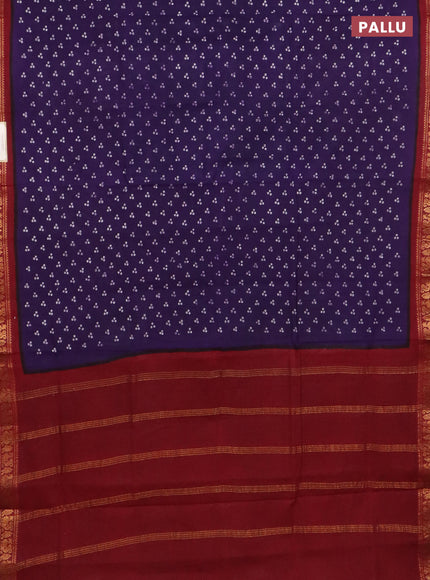 Sungudi cotton saree violet and maroon with allover butta prints and zari woven border