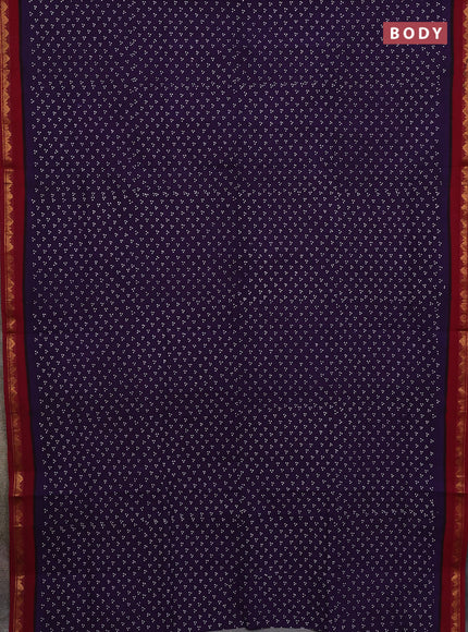 Sungudi cotton saree violet and maroon with allover butta prints and zari woven border