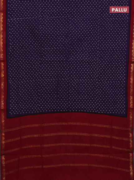 Sungudi cotton saree violet and maroon with allover butta prints and zari woven border