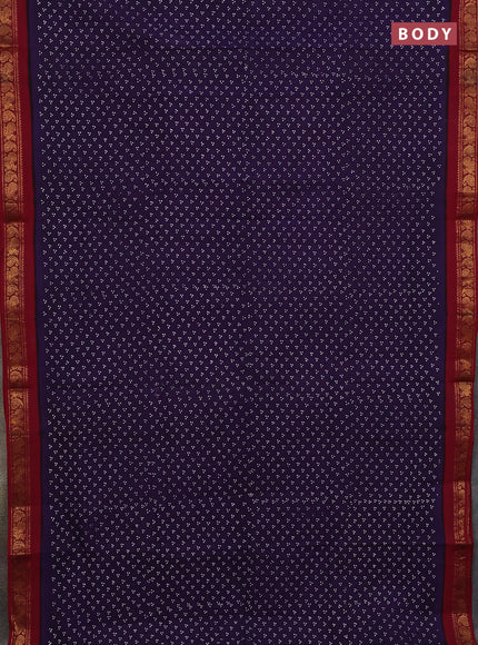 Sungudi cotton saree violet and maroon with allover butta prints and zari woven border