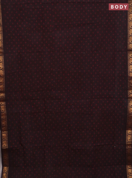 Sungudi cotton saree coffee brown with allover butta prints and zari woven border