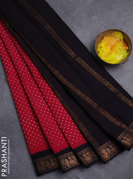 Sungudi cotton saree pink and coffee brown with allover butta prints and zari woven border
