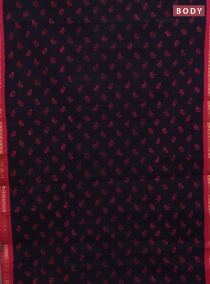 Sungudi cotton saree jamun shade and pink with allover batik prints and zari woven border