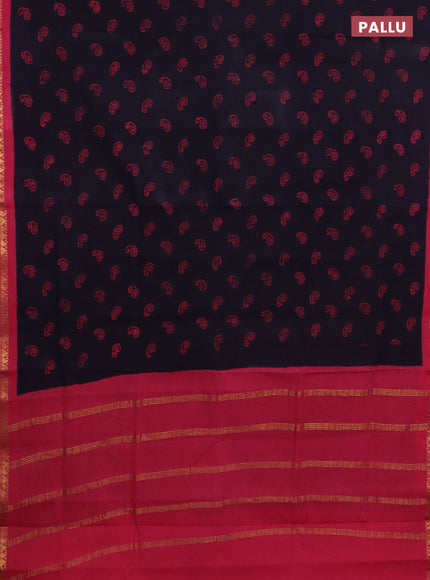 Sungudi cotton saree jamun shade and pink with allover batik prints and zari woven border