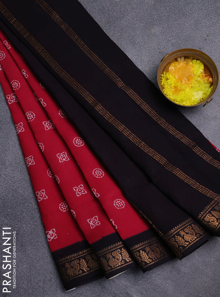 Sungudi cotton saree pink and coffee brown with allover batik prints and zari woven border