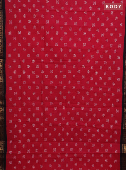 Sungudi cotton saree pink and coffee brown with allover batik prints and zari woven border