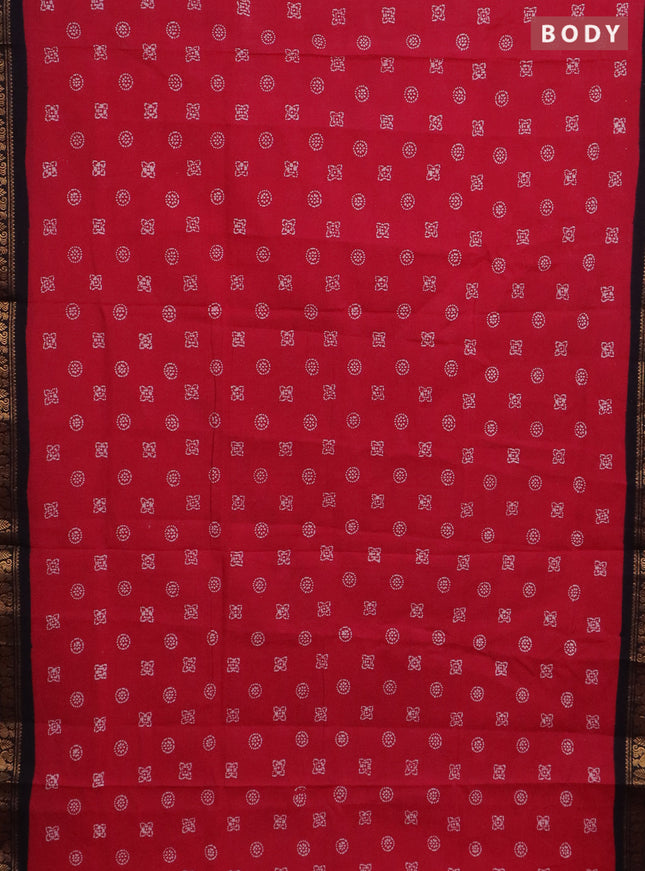 Sungudi cotton saree pink and coffee brown with allover batik prints and zari woven border