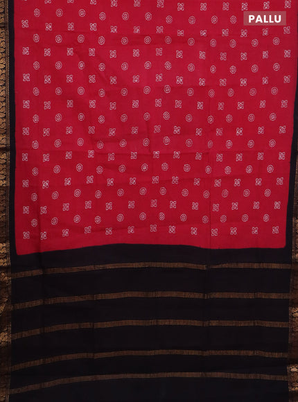 Sungudi cotton saree pink and coffee brown with allover batik prints and zari woven border