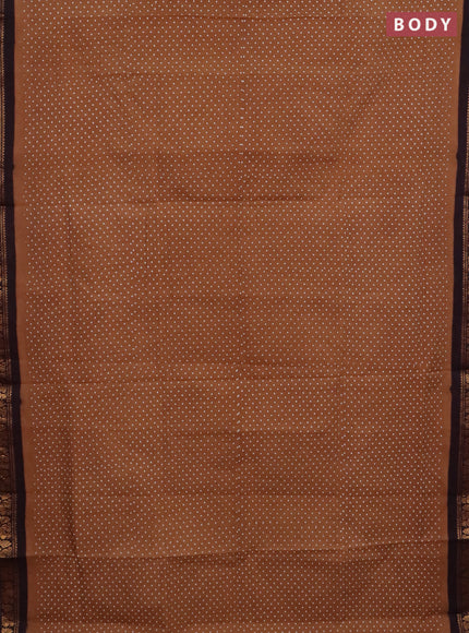 Sungudi cotton saree brown and coffee brown with allover butta prints and zari woven border