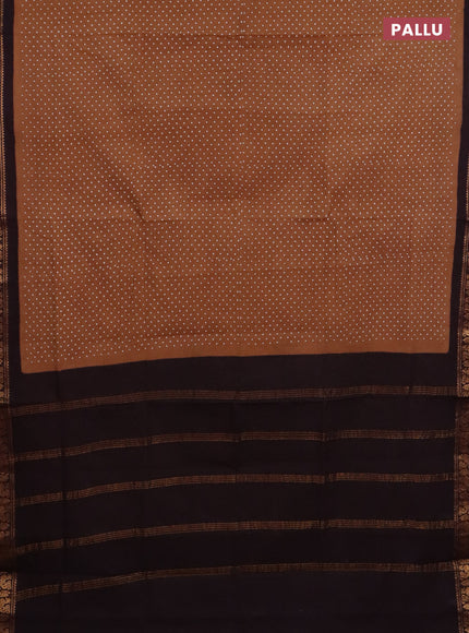 Sungudi cotton saree brown and coffee brown with allover butta prints and zari woven border