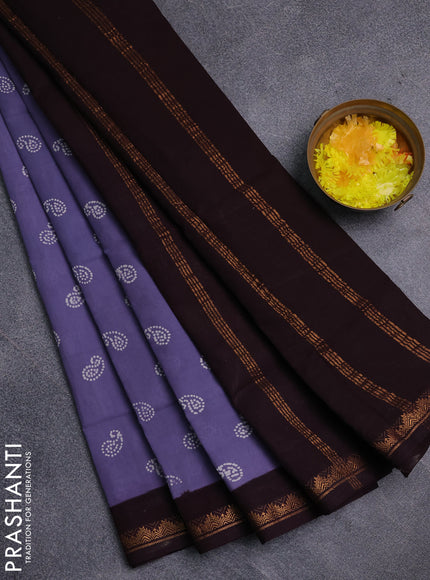 Sungudi cotton saree grey and wine shade with allover batik prints and zari woven border