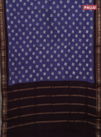 Sungudi cotton saree bluish grey and wine shade with allover batik prints and zari woven border