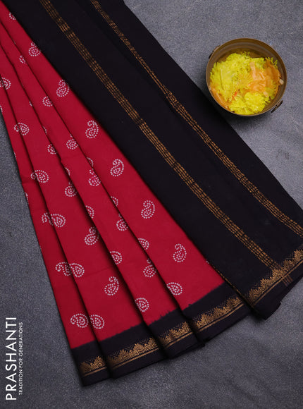 Sungudi cotton saree pink and black with allover pasisly butta prints and zari woven border