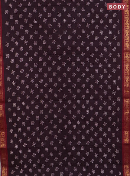 Sungudi cotton saree wine shade and maroon with allover batik prints and zari woven border