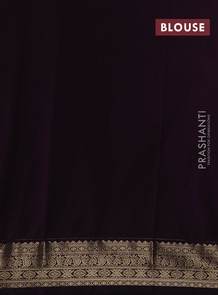 Semi kanchipuram silk saree mustard yellow and purple with allover zari weaves & buttas and zari woven korvai border
