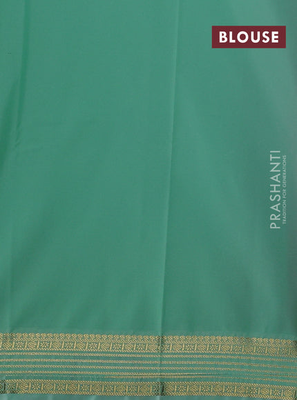 Semi kanchipuram silk saree red and teal green shade with zari woven buttas and zari woven korvai border
