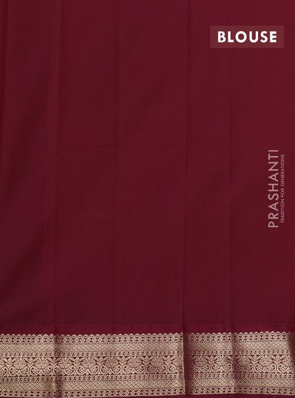 Semi kanchipuram silk saree pastel green and maroon with allover zari weaves & buttas and zari woven korvai border