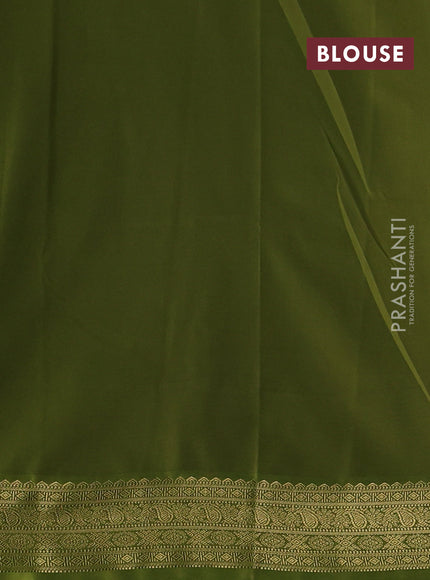 Semi kanchipuram silk saree red and light green with allover zari woevn buttas and zari woven border