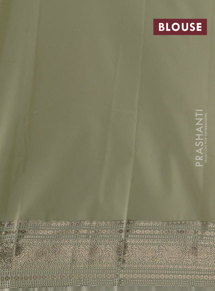 Semi kanchipuram silk saree dual shade of pink and mild pista green with allover zari weaves & buttas and zari woven korvai border