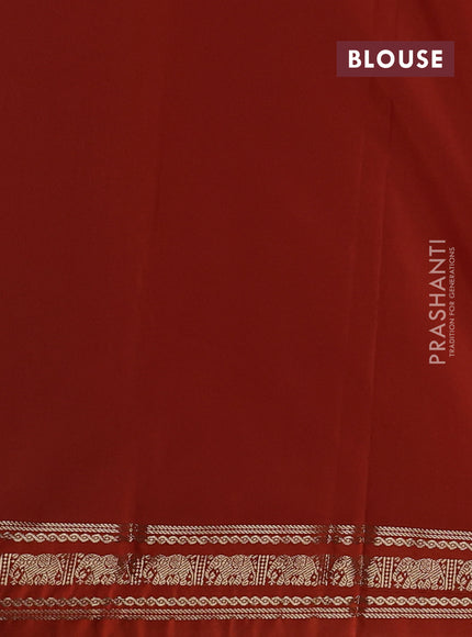 Semi kanchipuram silk saree cream and orange with allover zari woevn buttas and zari woven korvai border