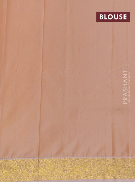 Semi kanchipuram silk saree pink and sandal with allover zari weaves & buttas and zari woven korvai border